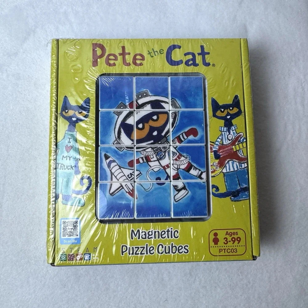 New Picasso Tiles Pete The Cat Magnetic Puzzle Cubes STEAM Toy PTC03 Educational
